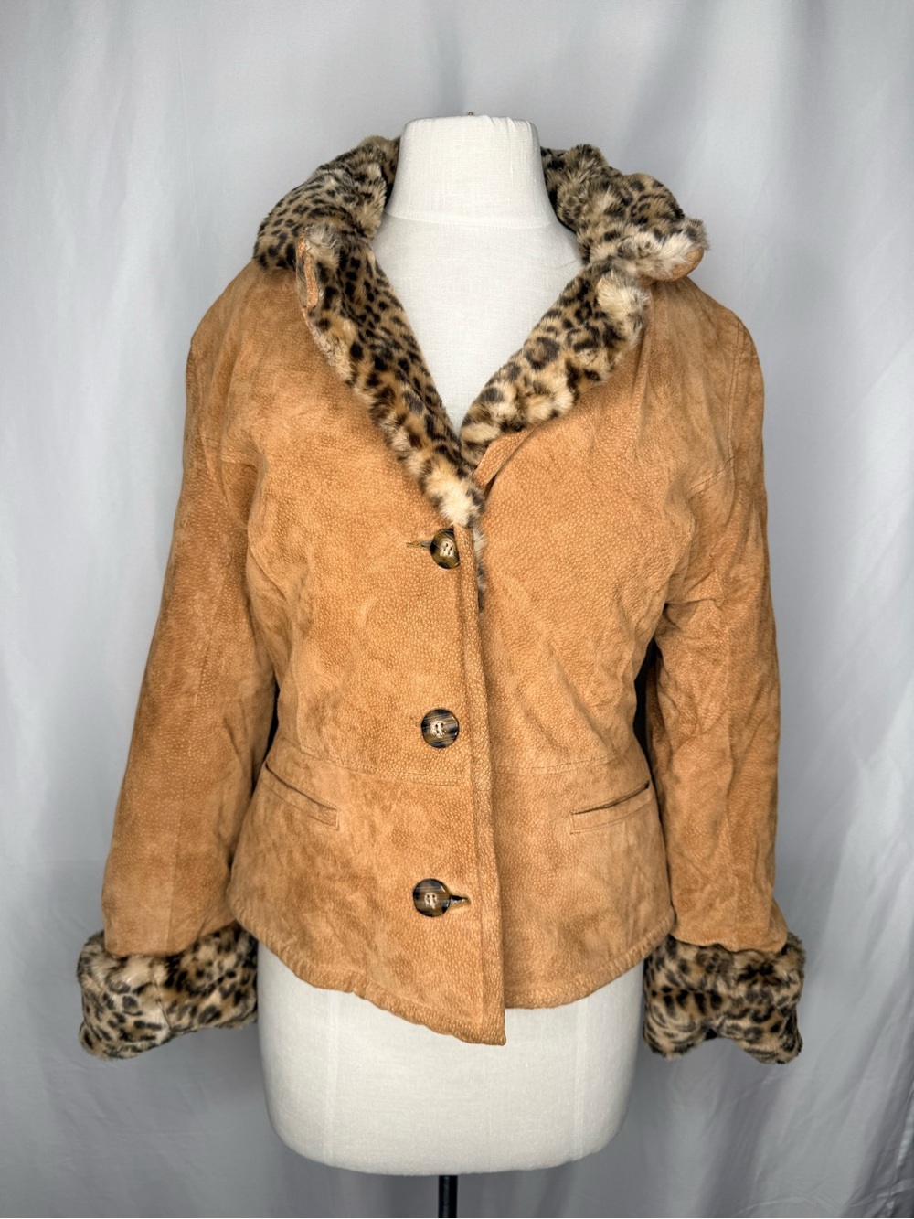 Marvin Richards J. Percy Reversible Suede & Faux Leopard Coat Jacket M